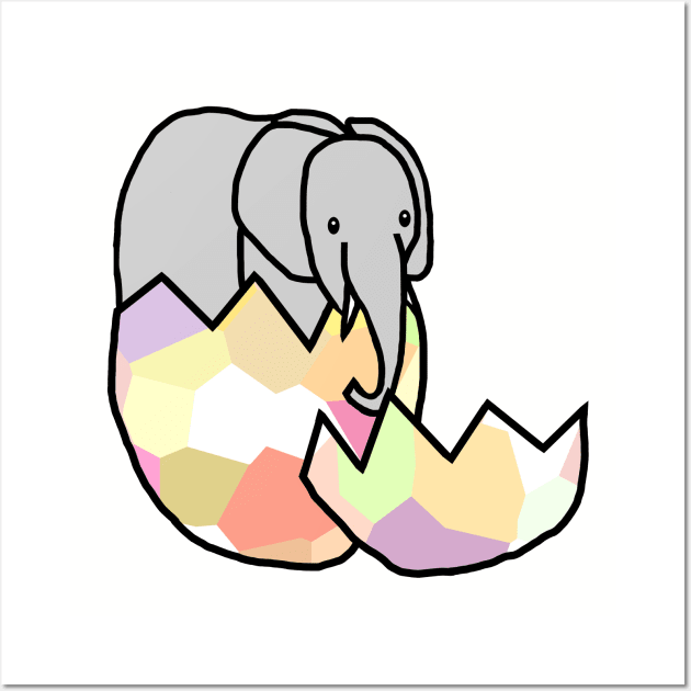 Elephant Hatching from Easter Egg Wall Art by ellenhenryart